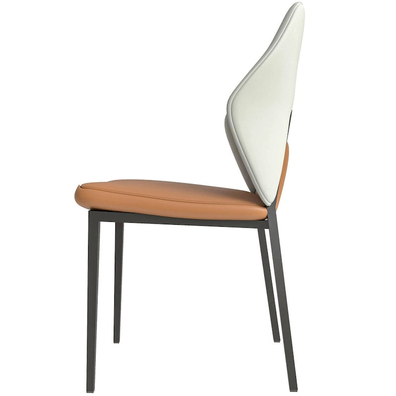 Chaise de salle à manger en cuir synthétique – Marron/Gris/Gris bleu/Bleu vert/Blanc, pieds en fer, à l'unité