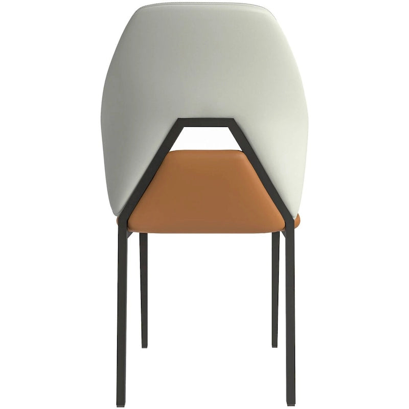 Chaise de salle à manger en cuir synthétique – Marron/Gris/Gris bleu/Bleu vert/Blanc, pieds en fer, à l'unité