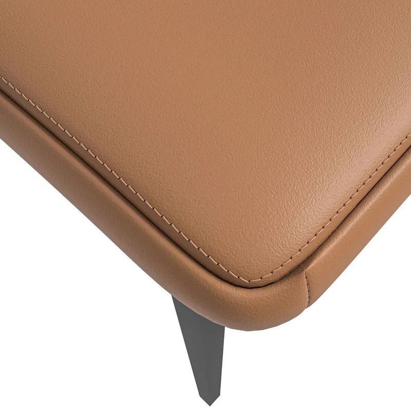 Chaise de salle à manger en cuir synthétique – Marron/Gris/Gris bleu/Bleu vert/Blanc, pieds en fer, à l'unité