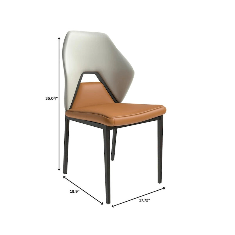 Chaise de salle à manger en cuir synthétique – Marron/Gris/Gris bleu/Bleu vert/Blanc, pieds en fer, à l'unité