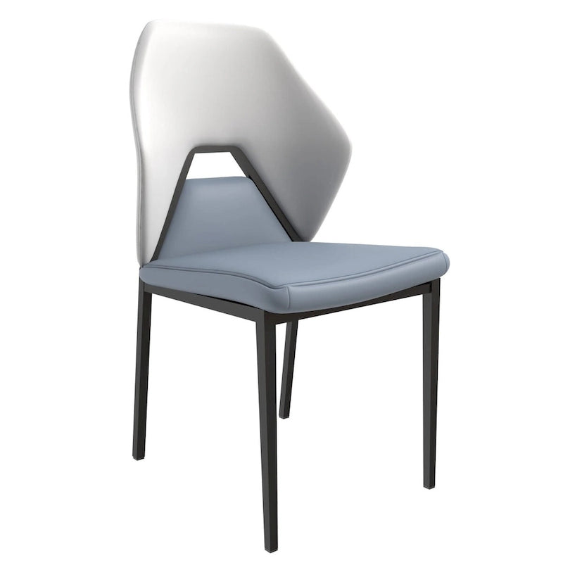 Chaise de salle à manger en cuir synthétique – Marron/Gris/Gris bleu/Bleu vert/Blanc, pieds en fer, à l'unité