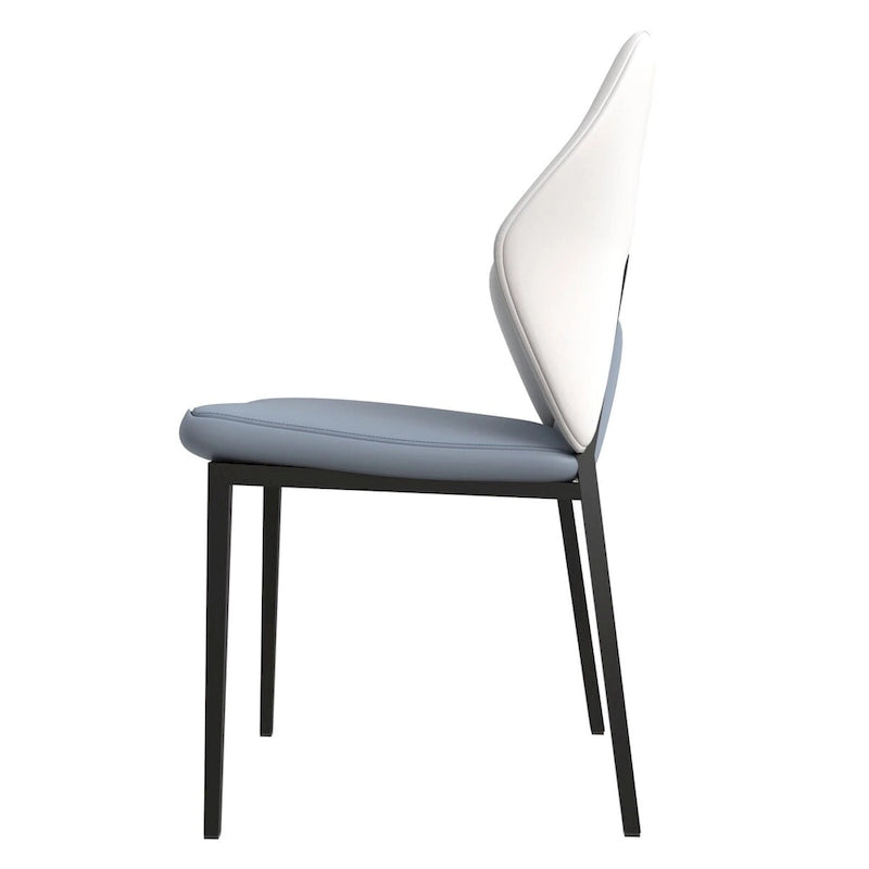 Chaise de salle à manger en cuir synthétique – Marron/Gris/Gris bleu/Bleu vert/Blanc, pieds en fer, à l'unité