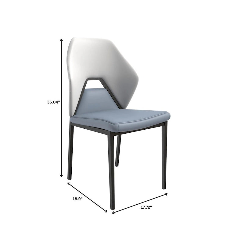 Chaise de salle à manger en cuir synthétique – Marron/Gris/Gris bleu/Bleu vert/Blanc, pieds en fer, à l'unité
