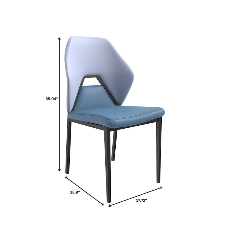 Chaise de salle à manger en cuir synthétique – Marron/Gris/Gris bleu/Bleu vert/Blanc, pieds en fer, à l'unité