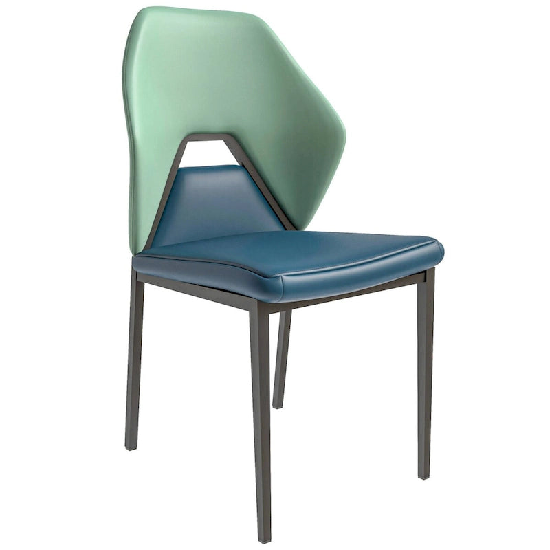Chaise de salle à manger en cuir synthétique – Marron/Gris/Gris bleu/Bleu vert/Blanc, pieds en fer, à l'unité