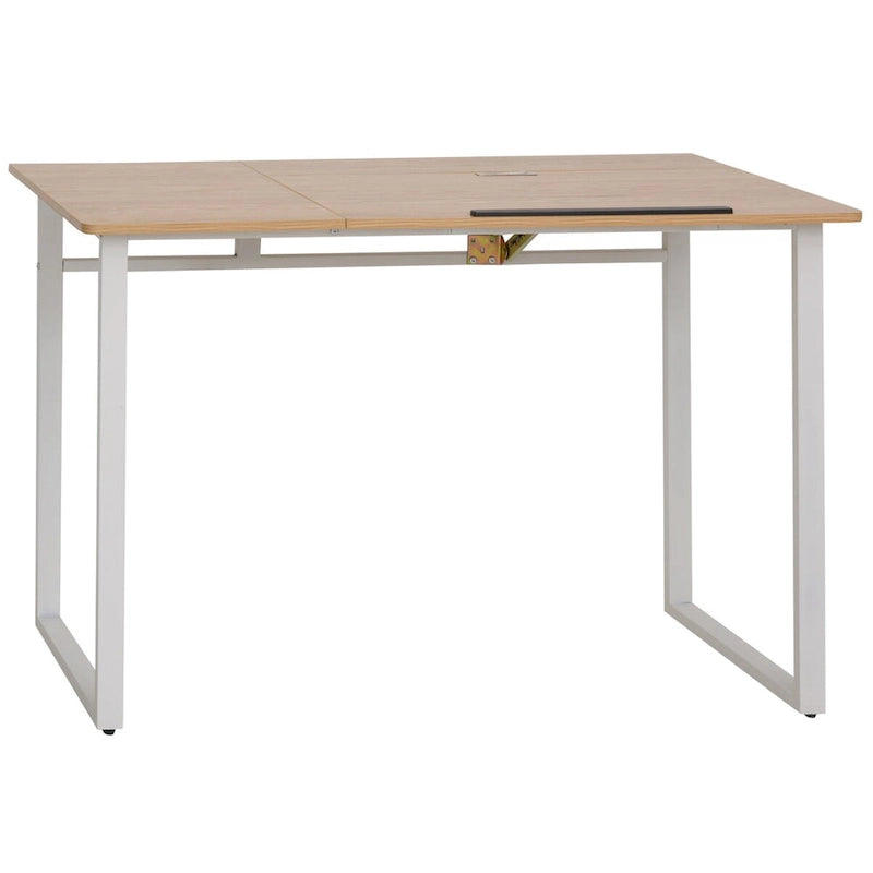 Bureau de dessin à plateau inclinable réglable jaune et blanc, monoposte
