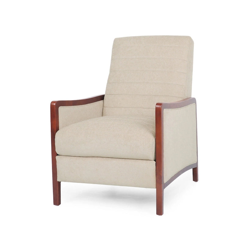 Fauteuil inclinable à bascule en tissu bleu/beige, une place