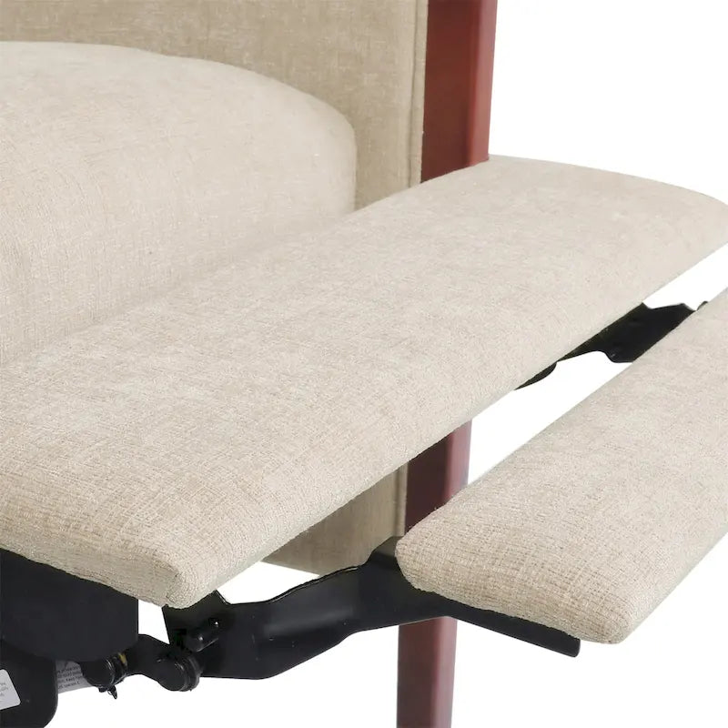 Fauteuil inclinable à bascule en tissu bleu/beige, une place