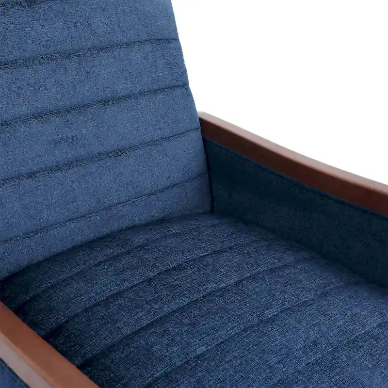 Fauteuil inclinable à bascule en tissu bleu/beige, une place