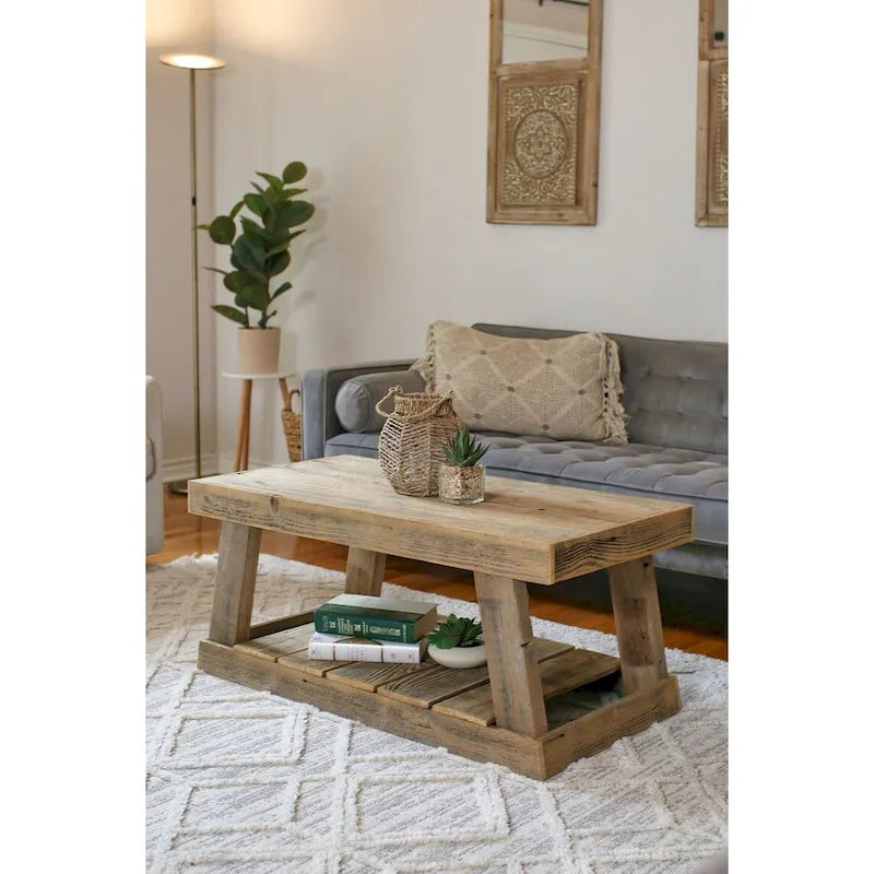 Table basse wrap around A-Frame naturelle – Bois recyclé