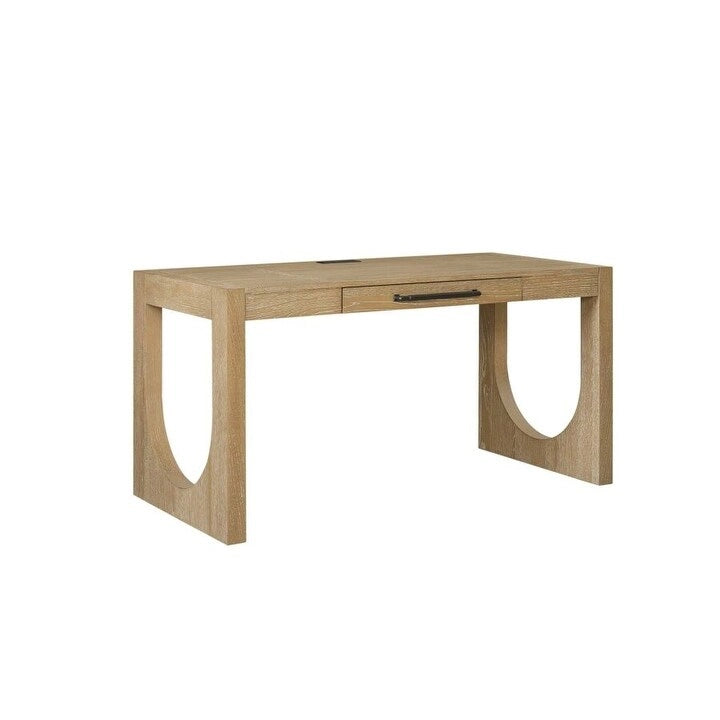 Bureau en bois marron clair avec rangements - Une personne