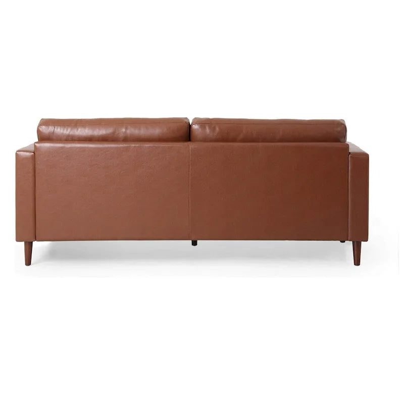 Canapé 3 places en similicuir PU moderne marron clair avec pieds en bois