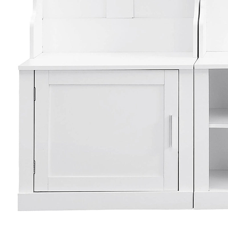 Porte-manteau minimaliste blanc/noir avec crochets, placards et banc, pour 1 à 2 utilisateurs